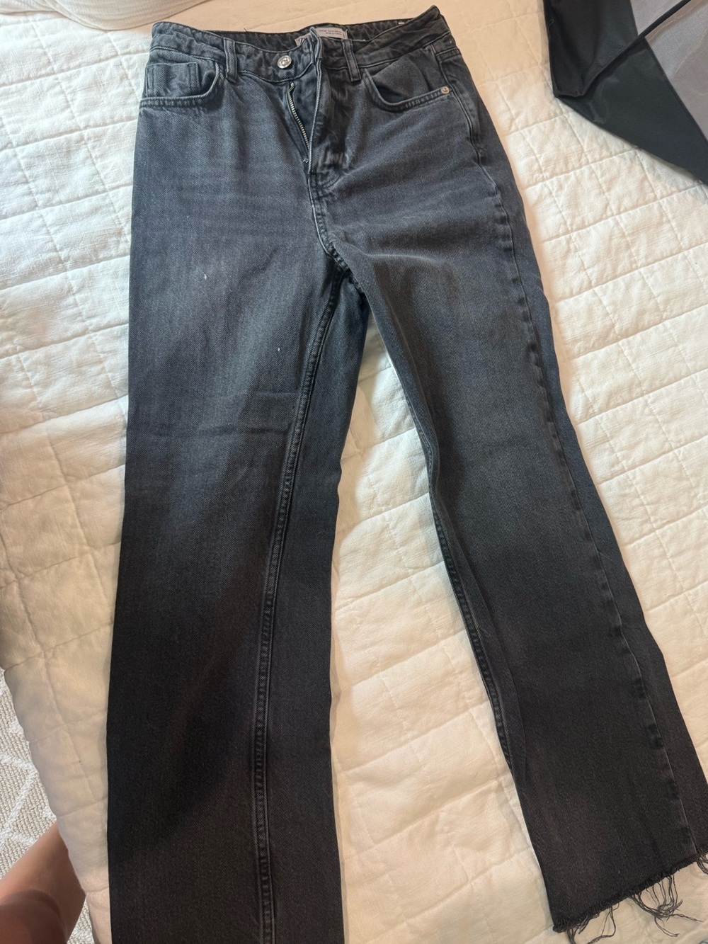 Zara Black Flared Wide-Leg Jeans